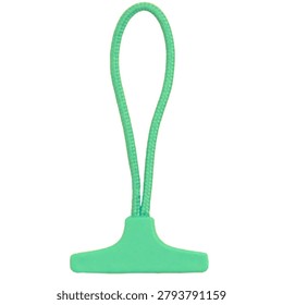 Green zipper pull tab with durable cord loop, isolated on a white background, designed for backpacks, jackets, luggage, and outdoor gear accessories