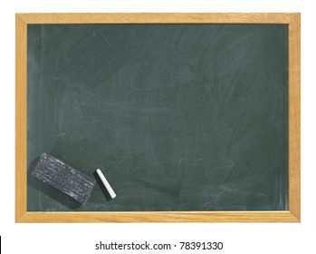 Greenboard / Chalkboard / Blackboard With Eraser And Chalk Traces