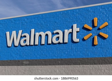 Greenfield - Circa December 2020: Walmart Retail Location. Walmart Introduced Its Veterans Welcome Home Commitment And Plans On Hiring 265,000 Veterans.