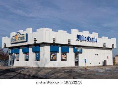 Greenfield - Circa December 2020: White Castle Hamburger Location. White Castle Serves 2 By 2 Inch Sliders.