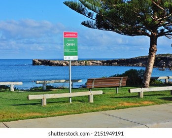 Greenhead, Western Australia, 4 16 2022.
Safety Signs Warning Tourists While Swimming At Dynamite Bay Beach.