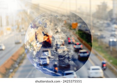 The greenhouse effect of the earth's atmosphere is destroyed. causing severe hot weather The cause is air pollution. Pictures of the world from NASA