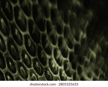 greenish background with a pattern similar to snake scales, chiaroscuro