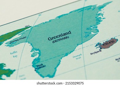 Greenland Country And Location On Map, Macro Shot And Close-up Of Greenland On Map, Travel Idea, Vacation Concept, Danish Culture, Destination, Top View