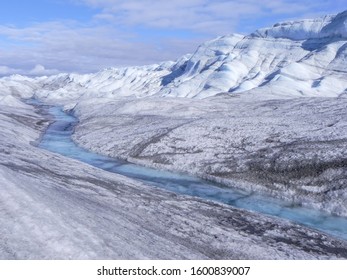 Greenland Ice Sheet With Melting Ice Flow
