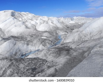 Greenland Ice Sheet With Melting Ice Flow
