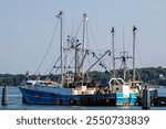 greenport harbor fishing boat long island new york panorama