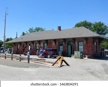 Greenport, NY - July 14 2019: The Greenport Long Island Rail Road Station