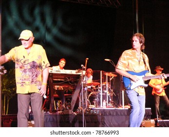 GREENSBORO, NC - JUNE 5: Mike Love And Scott Totten Of The Beach Boys Perform Onstage At White Oak Amphitheater At The Greensboro Coliseum In Greensboro, NC On June 5, 2011.