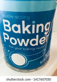 Greensboro Nc June 6 2019 Blue And White Can Of Baking Powder