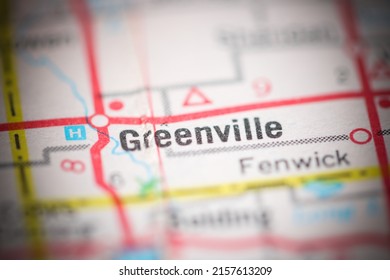 Greenville. Michigan. USA on a geography map.