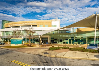 Greenville, North Carolina USA-02 06 2021: A Wide Angle View Of The East Carolina University Medical Center And Maynard Childrens Hospital.