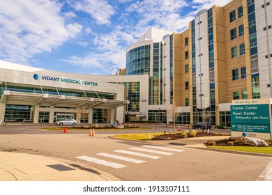 Greenville, North Carolina USA-02 08 2021: Vidant Medical Center, Cancer Center, And Heart Center.