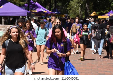 Greenville, North Carolina/United States- 08/30/2018: College Students Participate In A Career Fair On Campus On A Humid Summer Day. 