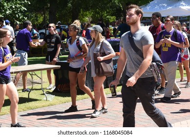 Greenville, North Carolina/United States- 08/30/2018: College Students Participate In A Career Fair On Campus On A Humid Summer Day. 