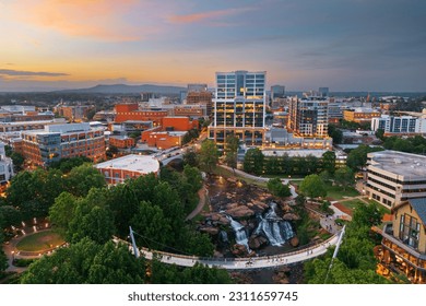 Greenville, South Carolina at Falls Park on Reedy Creek at dusk. - Shutterstock ID 2311659745