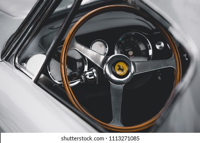 Greenwich, CT / USA – June 5th 2016: Greenwich Concours D'Elegance, Ferrari 250 Steering Wheel