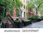 Greenwich Village in New York City, row of luxury townhouses built in the 1840s