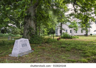 GREENWOOD, MISSISSIPPI, USA - MARCH 5, 2003: Grave Marker For Robert Johnson, Delta Blues Musician, Next To The Little Zion M. B. Church, North Of Greenwood.