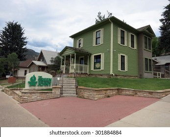 Greenwood Spring, CO - JULY 1: The Green Joint Marijuana Shop and sign in Greenwood Springs in Colorado, USA.  July 1, 2015.