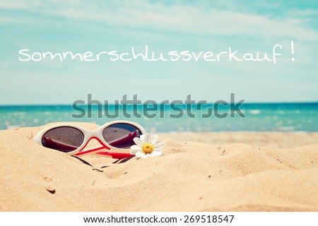 greeting card background - beach holidays - german for summer sale
