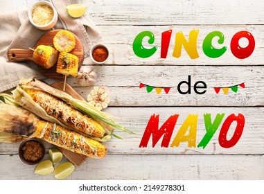 Greeting Card For Cinco De Mayo (Fifth Of May) With Mexican Traditional Food