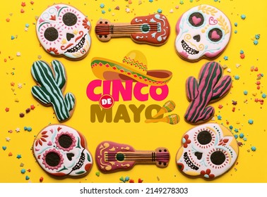 Greeting Card For Cinco De Mayo (Fifth Of May) With Mexican Cookies