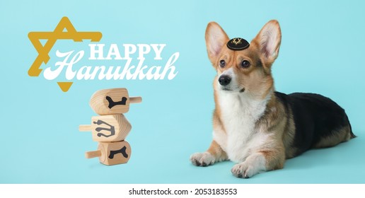 Greeting Card For Happy Hannukah With Funny Jewish Dog