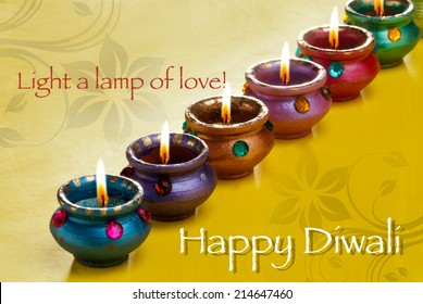 Greetings Card Design Indian Hindu Light Festival Called Diwali