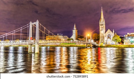 Greig Street Bridge In Inverness At Night