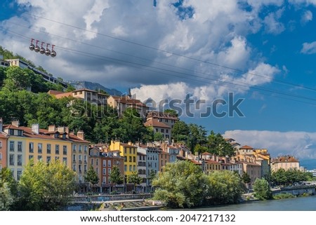 Grenoble, cityscape image of Grenoble and the Alps , France