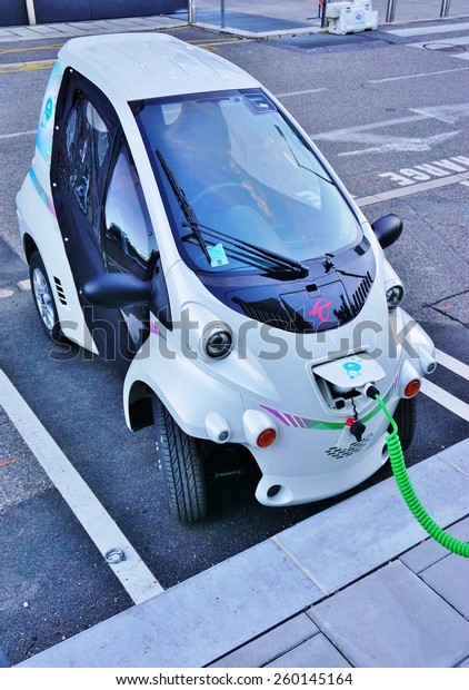 GRENOBLE,\
FRANCE -26 FEB 2015- Editorial: The town of Grenoble launched in\
2014 Cite Lib by Hamo, shared ultra compact electric vehicles (made\
by Toyota) connected to public\
transport.