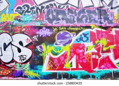 GRENOBLE, FRANCE -26 FEBRUARY 2015- Editorial: The town of Grenoble, at the foot of the Alps mountains in Isere, is considered the French capital of graffiti and street art.