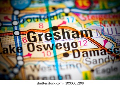 Gresham. Oregon. USA On A Map.