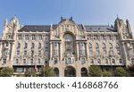 Gresham Palace close to Chain Bridge in Budapest, capital of Hungary.