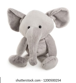 Grey Adorable Toy Elephant Isolated On White Background