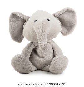 Grey Adorable Toy Elephant Isolated On White Background