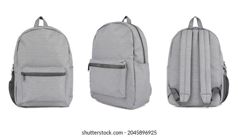 Grey Backpack On Isolated Background