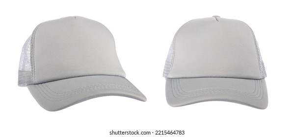 Grey baseball cap isolated without shadow  white background