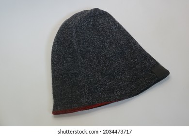 Grey Beanie On White Isolated Background Photo