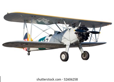 A Grey Bi Plane Isolated On White