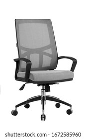 Grey And Black Office Chair Isolated On White