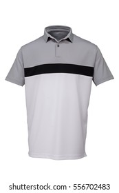 Grey, Black And White Golf Tee Shirt For Man On White Background