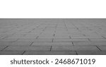 Grey brick stone street road. Light sidewalk, pavement texture. Granite outdoor tiled floor. gray granite tile. Black and White Marble floor texture background. in perspective. Vertical format.