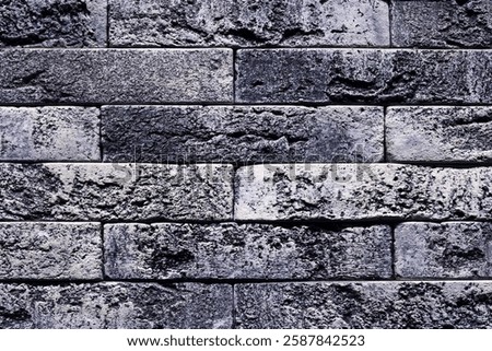 Grey Brick Wall Texture Background. Concrete Stone Building Pattern Backdrop Decor Interior