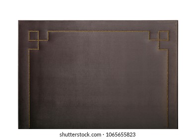 Grey Brown Soft Velvet Bed Headboard Isolated On White Background, Front View
