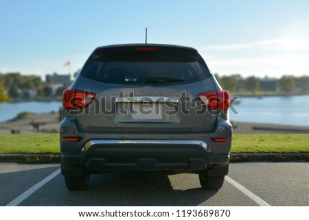 grey car back view