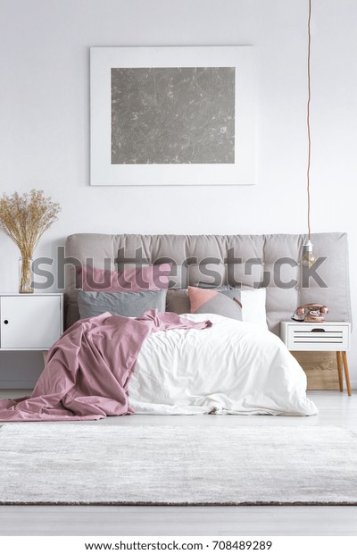 Grey Carpet Bright Bedroom Silver Painting Stock Photo Edit