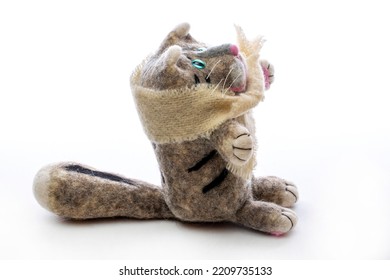 Grey Cat - Soft Toy Made Of Felt Wool