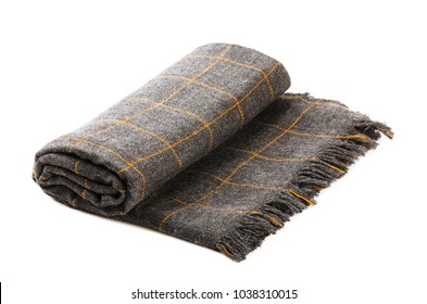 Grey checkered blanket isolated on a white background